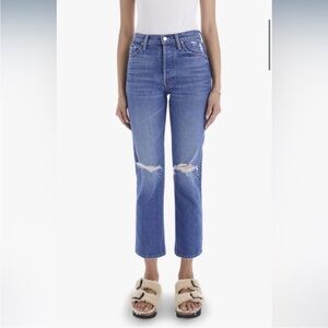 Mother women’s jeans size 28 the tomcat playing with scissors blue straight leg